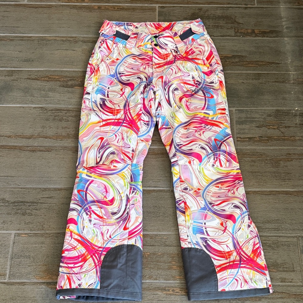 Arctix Women's Multicolor Swirl Snow Pants - Pink, Red, Blue, Yellow - Picture 1 of 3